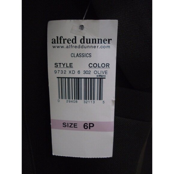 Alfred Dunner Faux Pockets Button Front Olive Blazer Jacket Petite Size 6P - Picture 7 of 9